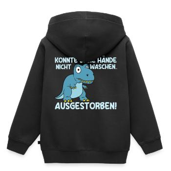 Konnte Seine Hände Nicht Waschen Ausgestorben - Kinder Premium Organic Hoodie - Schwarz - Hinten - AI Model Kid Male (0cm)