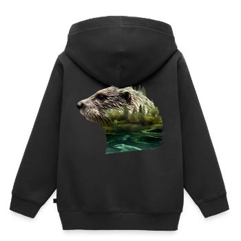 Otter - Kinder Premium Organic Hoodie - Schwarz - Hinten - AI Model Kid Male (0cm)