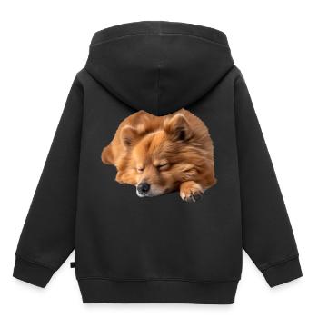 Spitz finlandais - Sweat Premium à capuche enfant bio - noir - Dos - AI Model Kid Male (0cm)