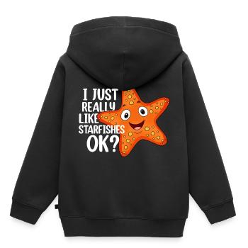 Seestern - Kinder Premium Organic Hoodie - Schwarz - Hinten - AI Model Kid Male (0cm)