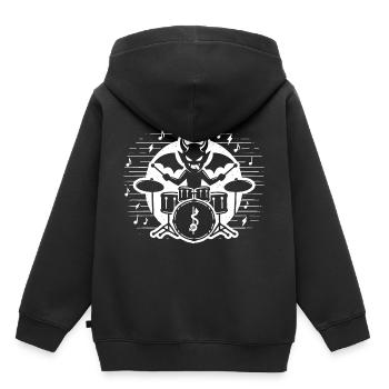 Conception diabolique du batteur - Sweat Premium à capuche enfant bio - noir - Dos - AI Model Kid Male (0cm)