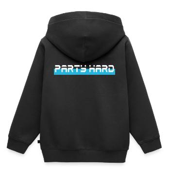 fête hard cyan bleu bleu bleu - Sweat Premium à capuche enfant bio - noir - Dos - AI Model Kid Male (0cm)