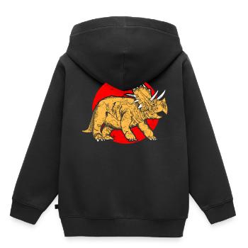 Dinosaure tricératops dinosaure - Sweat Premium à capuche enfant bio - noir - Dos - AI Model Kid Male (0cm)