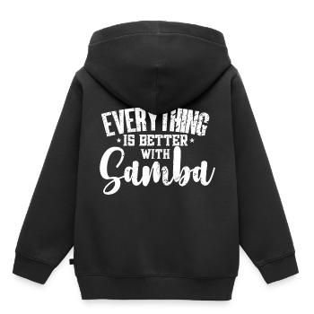 Samba - Kinder Premium Organic Hoodie - Schwarz - Hinten - AI Model Kid Male (0cm)