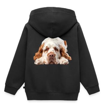 Épagneul Clumber - Sweat Premium à capuche enfant bio - noir - Dos - AI Model Kid Male (0cm)