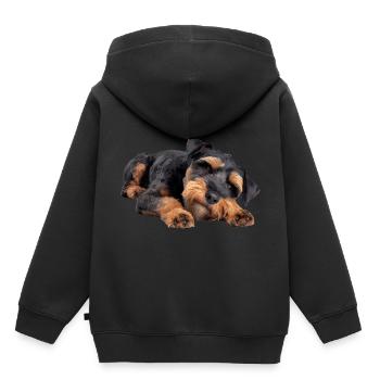 Terrier gallois - Sweat Premium à capuche enfant bio - noir - Dos - AI Model Kid Male (0cm)