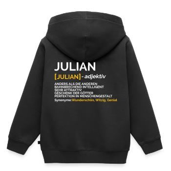 Julian - Kinder Premium Organic Hoodie - Schwarz - Hinten - AI Model Kid Male (0cm)