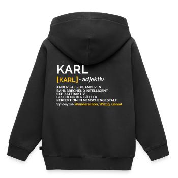 Karl - Kinder Premium Organic Hoodie - Schwarz - Hinten - AI Model Kid Male (0cm)