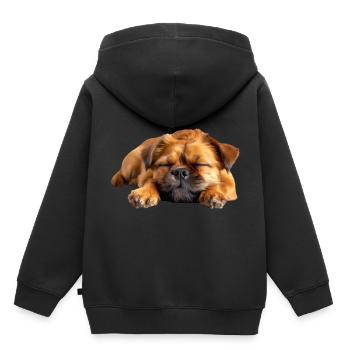 Griffon de Bruxelles - Sweat Premium à capuche enfant bio - noir - Dos - AI Model Kid Male (0cm)
