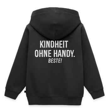 Kindheit Handy - Kinder Premium Organic Hoodie - Schwarz - Hinten - AI Model Kid Male (0cm)