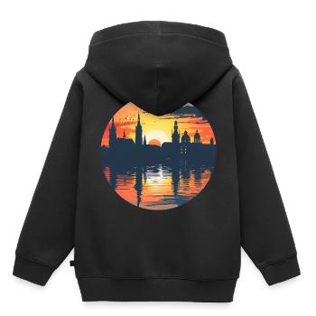Jena Skyline - Kids Premium Organic Hoodie - black - Back - AI Model Kid Male (0cm)