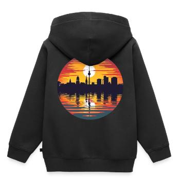 Ligne d’horizon de Karlsruhe - Sweat Premium à capuche enfant bio - noir - Dos - AI Model Kid Male (0cm)