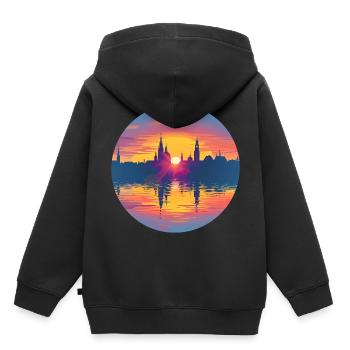 Ligne d’horizon de Ratisbonne - Sweat Premium à capuche enfant bio - noir - Dos - AI Model Kid Male (0cm)