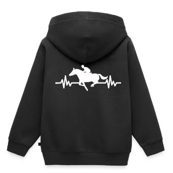 Heartbeat Horse - Stallion Mare Ross Equestrian - Sweat Premium à capuche enfant bio - noir - Dos - AI Model Kid Male (0cm)