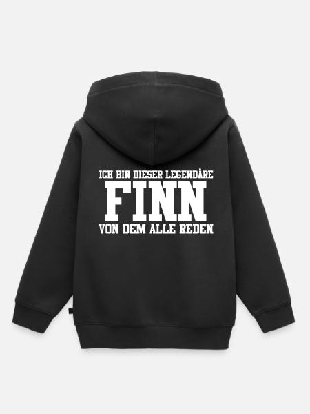 Finn Name Design - Kinder Premium Organic Hoodie - Schwarz