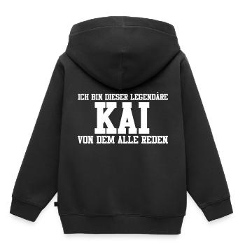Kai Name Design - Kinder Premium Organic Hoodie - Schwarz - Hinten - AI Model Kid Male (0cm)