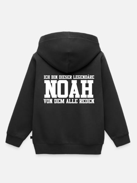 Noah Name Design - Kinder Premium Organic Hoodie - Schwarz