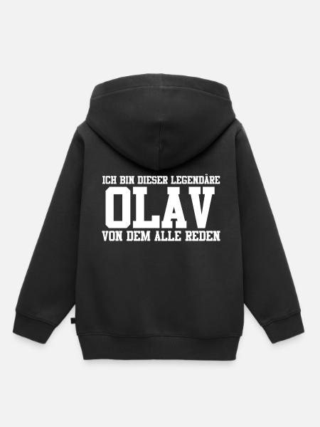 Olav Name Design - Kinder Premium Organic Hoodie - Schwarz