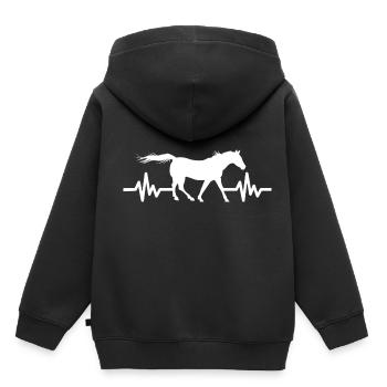Heartbeat - Étalon Cheval Jument Ross Equestrian - Sweat Premium à capuche enfant bio - noir - Dos - AI Model Kid Male (0cm)