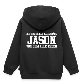 Jason Name Design - Kinder Premium Organic Hoodie - Schwarz - Hinten - AI Model Kid Male (0cm)