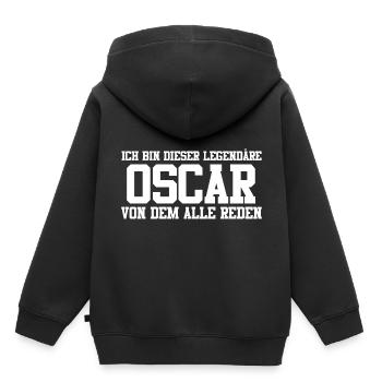 Oscar Name Design - Kinder Premium Organic Hoodie - Schwarz - Hinten - AI Model Kid Male (0cm)