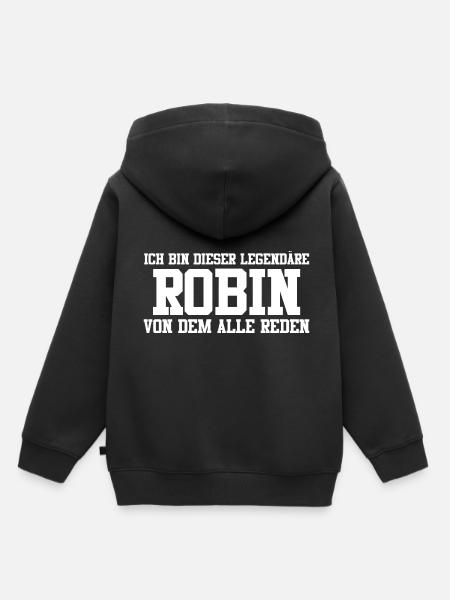 Robin Name Design - Kinder Premium Organic Hoodie - Schwarz