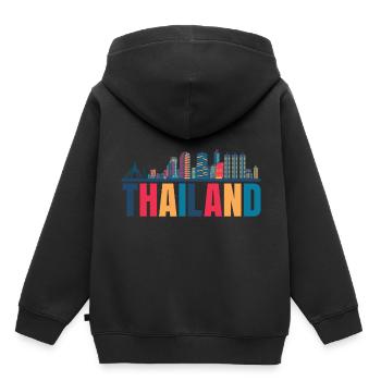 Thailand - Kinder Premium Organic Hoodie - Schwarz - Hinten - AI Model Kid Male (0cm)