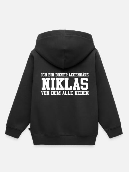 Niklas Name Design - Kinder Premium Organic Hoodie - Schwarz