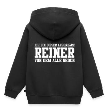 Reiner Name Design - Kinder Premium Organic Hoodie - Schwarz - Hinten - AI Model Kid Male (0cm)