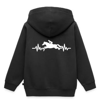Heartbeat - Étalon Cheval Jument Ross Equestrian - Sweat Premium à capuche enfant bio - noir - Dos - AI Model Kid Male (0cm)