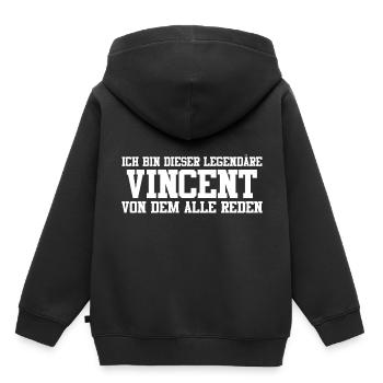 Vincent Name Design - Kinder Premium Organic Hoodie - Schwarz - Hinten - AI Model Kid Male (0cm)