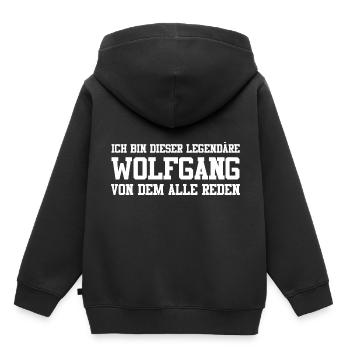 Wolfgang Name Design - Kinder Premium Organic Hoodie - Schwarz - Hinten - AI Model Kid Male (0cm)