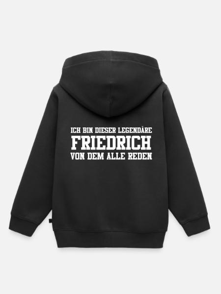 Friedrich Name Design - Kinder Premium Organic Hoodie - Schwarz