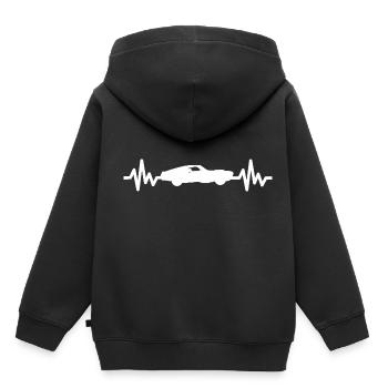 Muscle Car Car Cart Heartbeat Style - Sweat Premium à capuche enfant bio - noir - Dos - AI Model Kid Male (0cm)