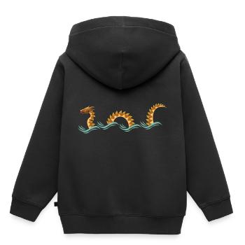 Monstre de la mer jaune, conception du serpent de mer jaune - Sweat Premium à capuche enfant bio - noir - Dos - AI Model Kid Male (0cm)