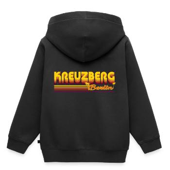 design cool du quartier de Kreuzberg Berlin - Sweat Premium à capuche enfant bio - noir - Dos - AI Model Kid Male (0cm)