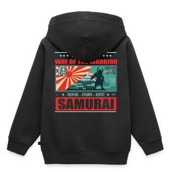 Samurai - Way of the Warrior Design - Kids Premium Organic Hoodie - black - Back - AI Model Kid Male (0cm)