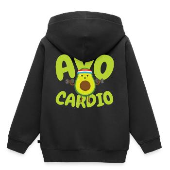 Avo Cardio - Avocat Fitness - Sweat Premium à capuche enfant bio - noir - Dos - AI Model Kid Male (0cm)