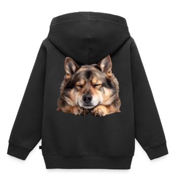 Vallhund suédois - Sweat Premium à capuche enfant bio - noir - Dos - AI Model Kid Male (0cm)