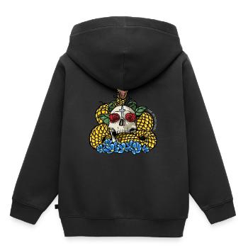 "Tout ce que Writhes et les fleurs" - Sweat Premium à capuche enfant bio - noir - Dos - AI Model Kid Male (0cm)