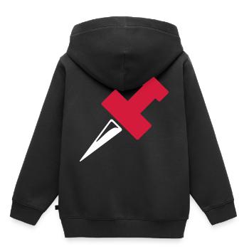 Pin ou Pinnadel - Sweat Premium à capuche enfant bio - noir - Dos - AI Model Kid Male (0cm)