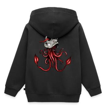 Calamar avec casque de plongée - Sweat Premium à capuche enfant bio - noir - Dos - AI Model Kid Male (0cm)