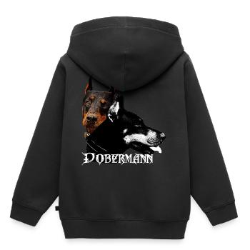 Doberman, dog face, dog head, dogs, dog - Kids Premium Organic Hoodie - black - Back - AI Model Kid Male (0cm)