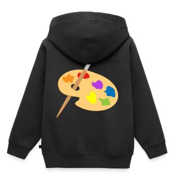 maler painter pinsel paint farbe artist color colo - Kinder Premium Organic Hoodie - Schwarz - Hinten - AI Model Kid Male (0cm)