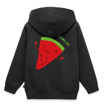 Tanzende Melone - Kinder Premium Organic Hoodie - Schwarz - Hinten - AI Model Kid Male (0cm)