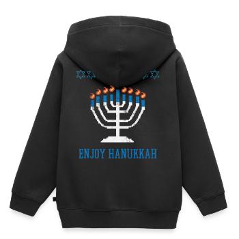 Ugly Hanukkah, Chanukkah, Lichterfest, Geschenk - Kinder Premium Organic Hoodie - Schwarz - Hinten - AI Model Kid Male (0cm)
