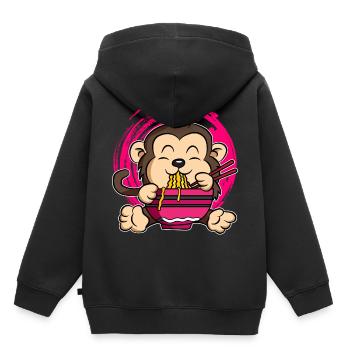 Ramen Life Motiv Affen Motiv Shirt Ramen Noodle - Kinder Premium Organic Hoodie - Schwarz - Hinten - AI Model Kid Male (0cm)