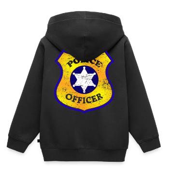 Officier de police - Sweat Premium à capuche enfant bio - noir - Dos - AI Model Kid Male (0cm)