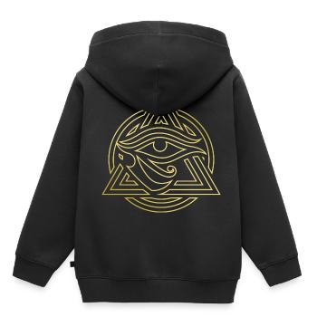 Logo d’Horus - Sweat Premium à capuche enfant bio - noir - Dos - AI Model Kid Male (0cm)