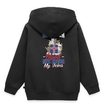 Islande - Sweat Premium à capuche enfant bio - noir - Dos - AI Model Kid Male (0cm)